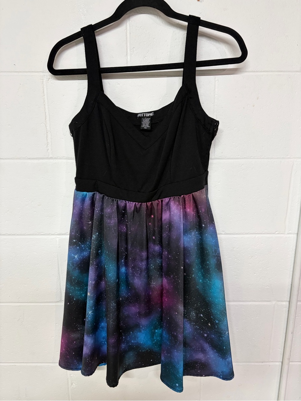 Hot Topic Black Bodice Galaxy-Print Mini Dress